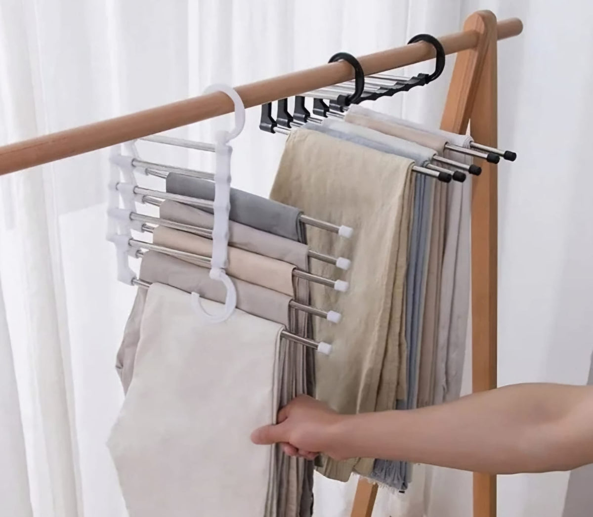 Colgador para Pantalones 5 en 1 - Blanco